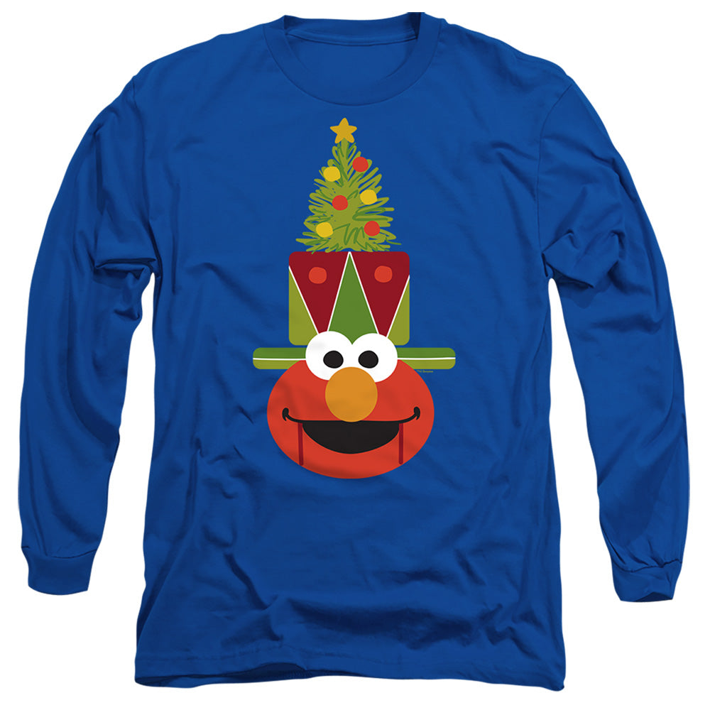 Sesame Street Christmas Nutcracker Elmo Mens Long Sleeve Shirt Royal Blue Officially Licensed