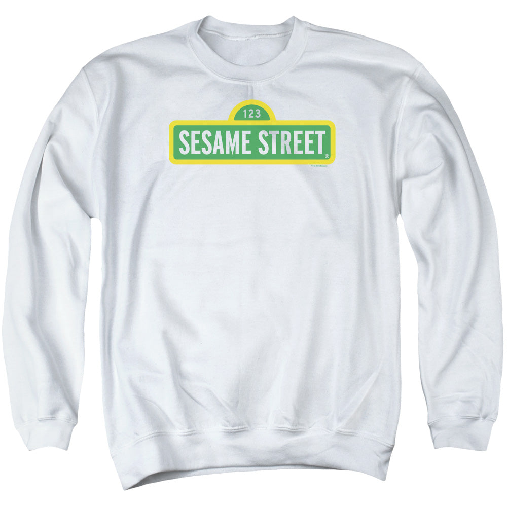 Sesame Street Logo Mens Crewneck Sweatshirt White Officially Licensed