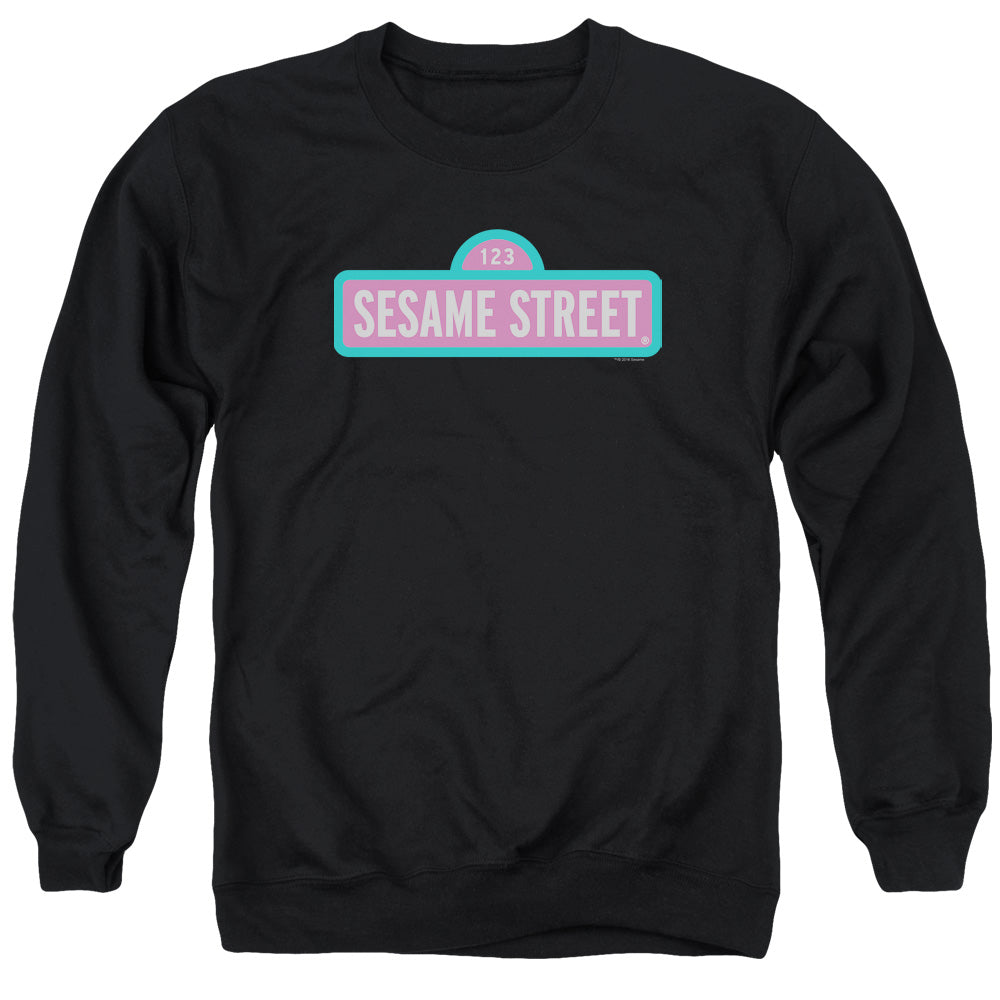 Sesame Street Alt Logo Mens Crewneck Sweatshirt Black Officially Licensed