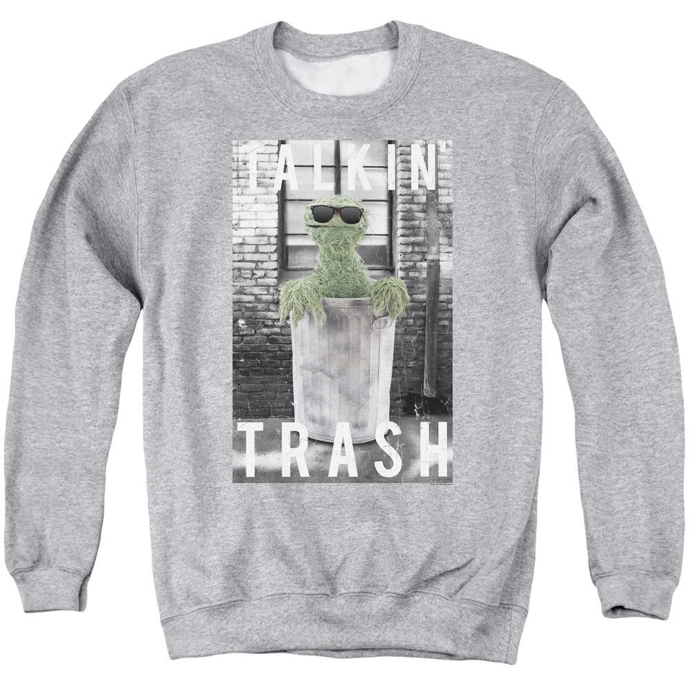 Sesame Street Talkin Trash Mens Crewneck Sweatshirt Athletic Heather Officially Licensed