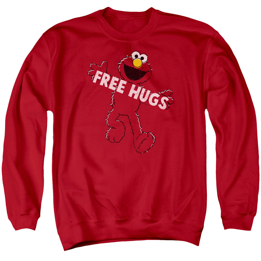Sesame Street Free Hugs Mens Crewneck Sweatshirt Red Officially Licensed