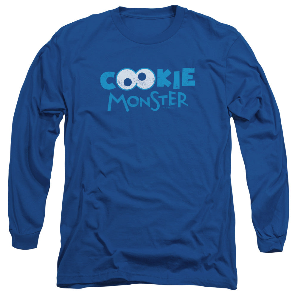 Sesame Street Cookie Eyes Mens Long Sleeve Shirt Royal Officially Licensed