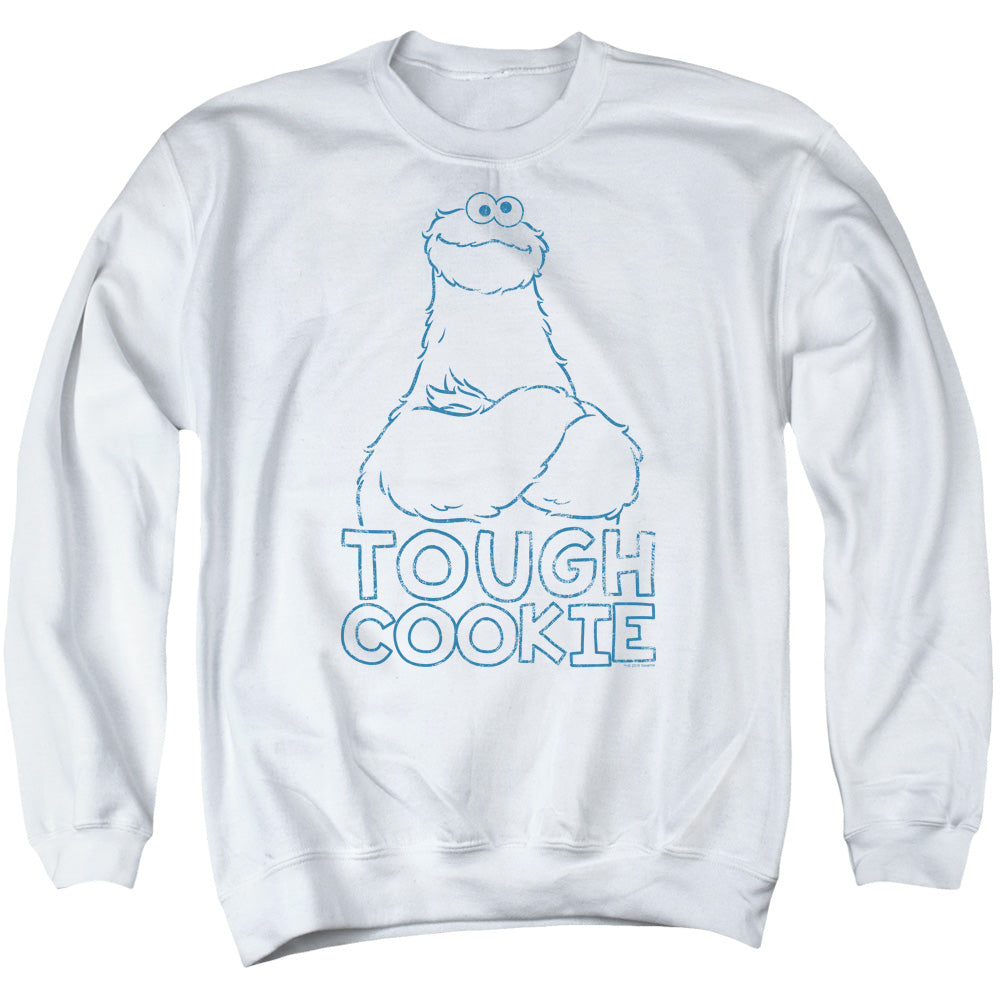 Sesame Street Tough Cookie Mens Crewneck Sweatshirt White Officially Licensed