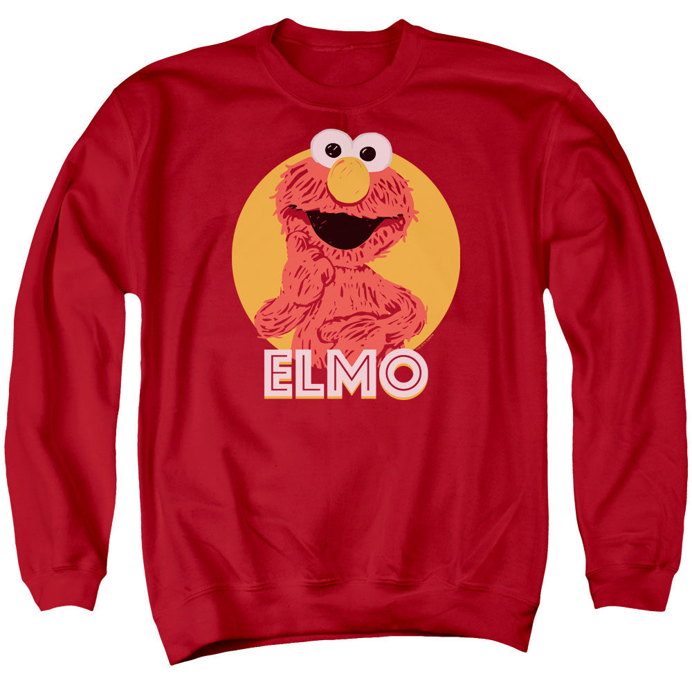 Sesame Street Elmo Scribble Mens Crewneck Sweatshirt Red Officially Licensed