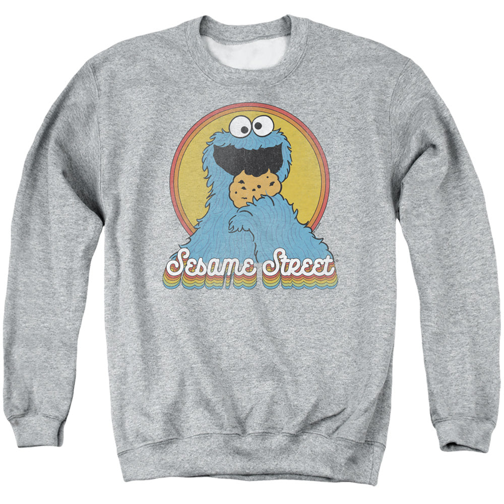 Sesame Street Cookie Monster Layers Mens Crewneck Sweatshirt Athletic Heather Officially Licensed
