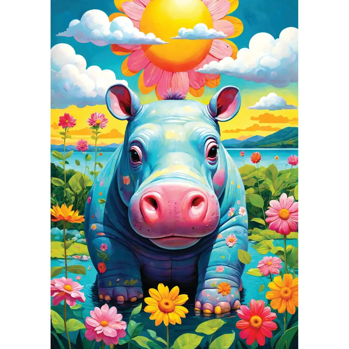 Sunny Hippo 1000 Piece Jigsaw Puzzle Enjoy