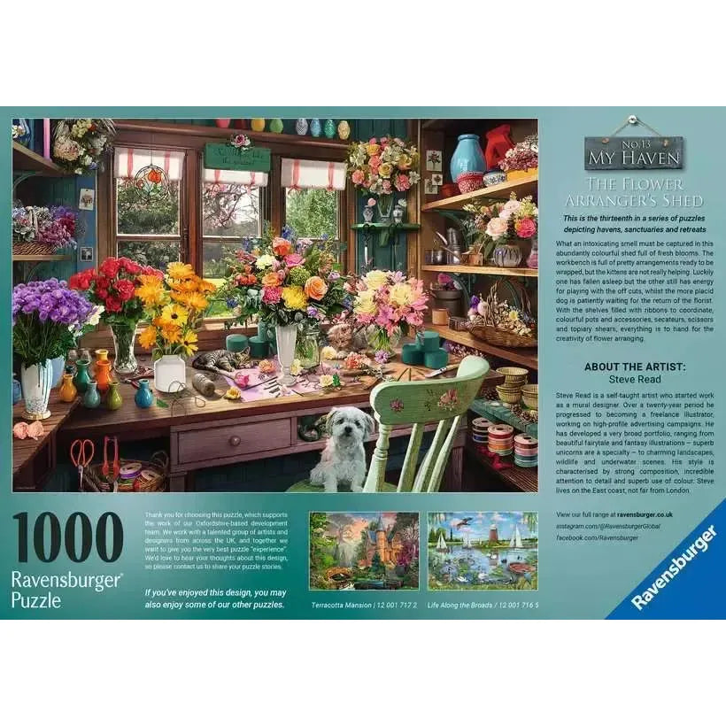 The Flower Arranger's Shed "No. 13 My Haven" 1000 Piece Jigsaw Puzzle Ravensburger