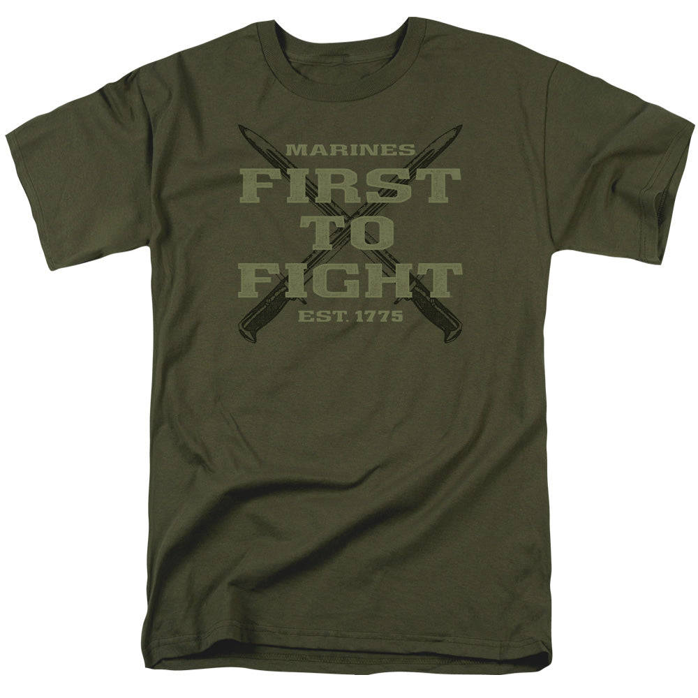 Us Marine Corps First Mens T Shirt Military Green Officially Licensed