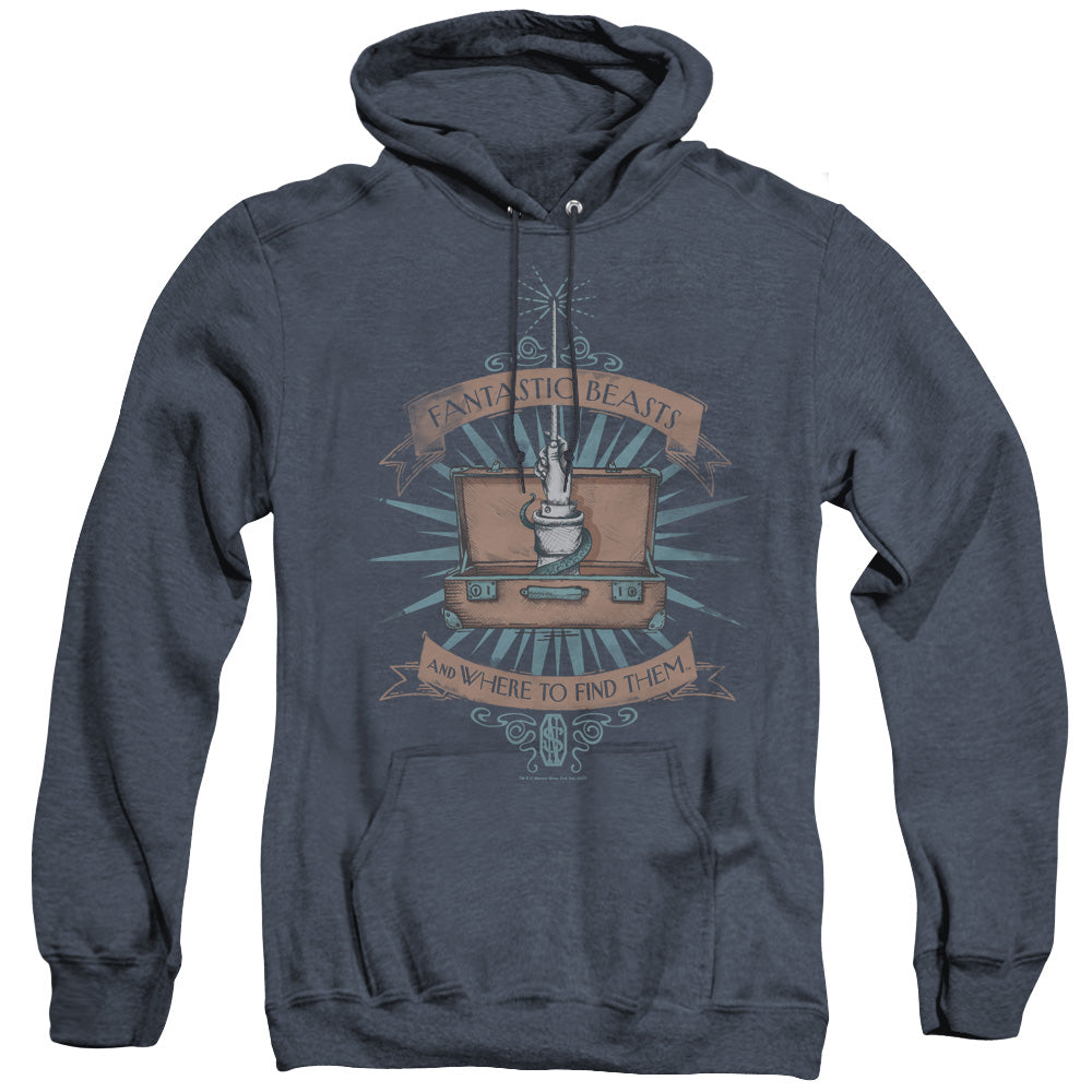 Fantastic Beasts Briefcase Heather Mens Hoodie Navy Blue Officially Licensed