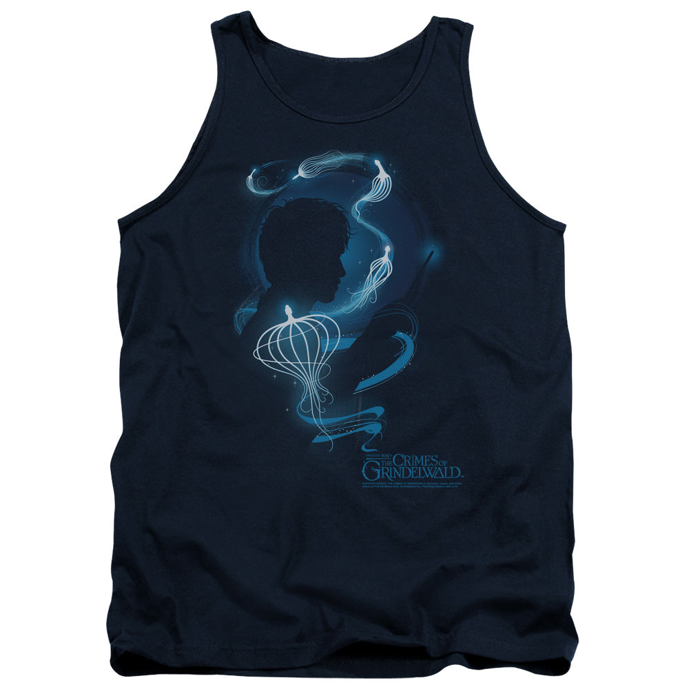 Fantastic Beasts 2 Newt Silhouette Mens Tank Top Shirt Navy Blue Officially Licensed