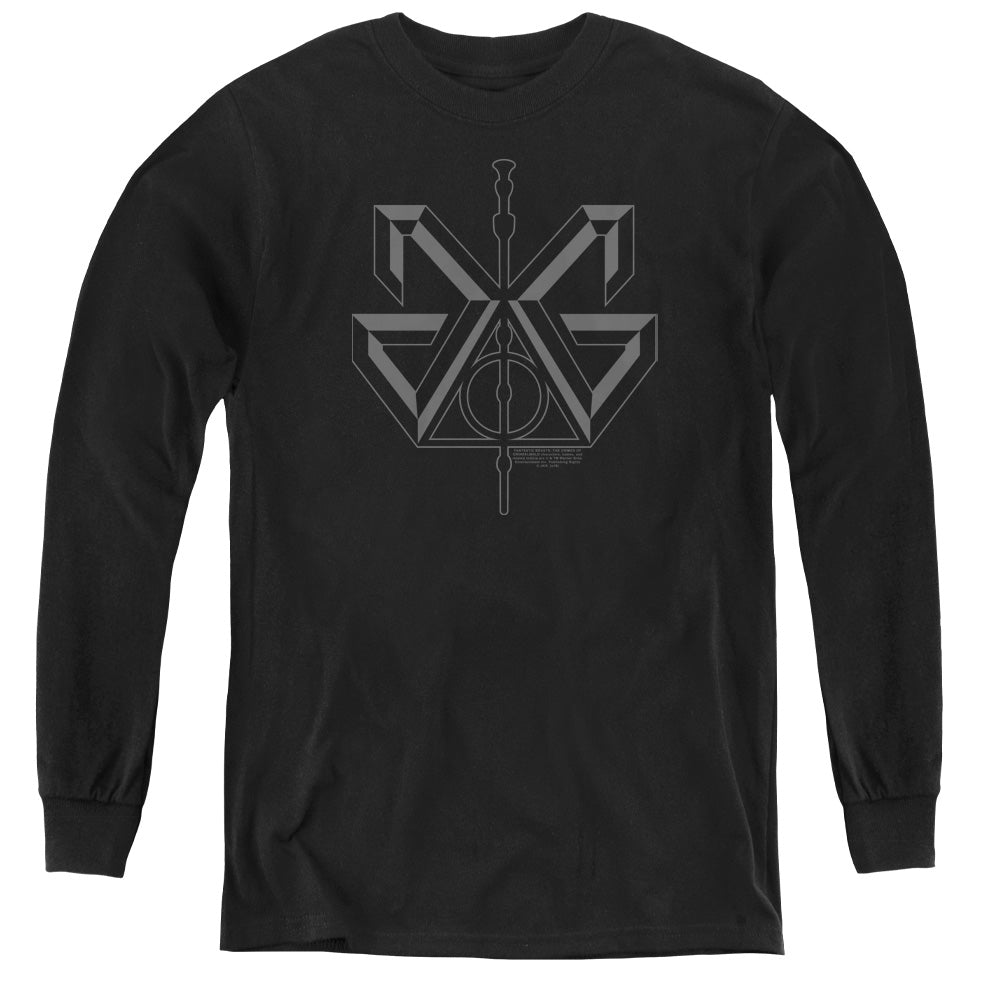 Fantastic Beasts 2 Grindelwald Sigil Long Sleeve Kids Youth T Shirt Black Officially Licensed