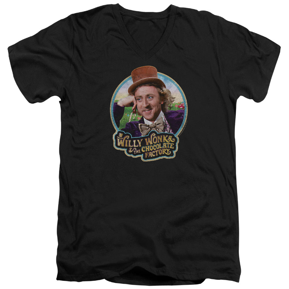 Willy Wonka And The Chocolate Factory Its Scruiddlyumptious Mens Slim Fit V-Neck T Shirt Black Officially Licensed