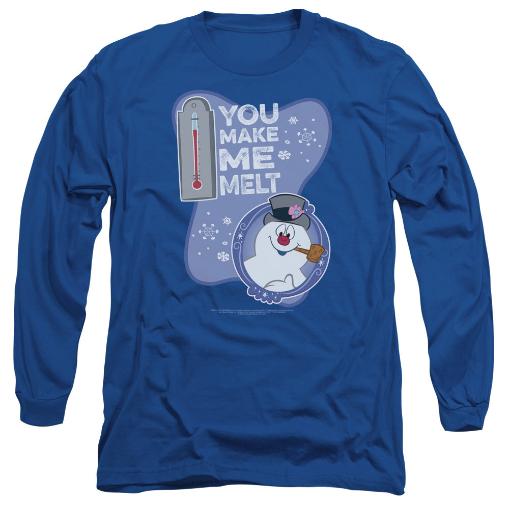 Frosty The Snowman Melt Mens Long Sleeve Shirt Royal Blue Officially Licensed