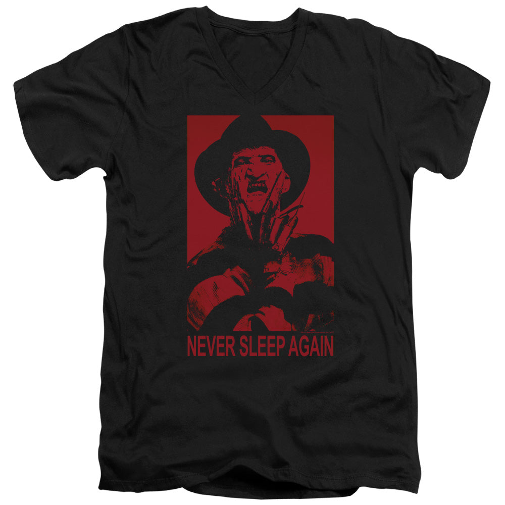 Nightmare On Elm Street Never Sleep Again Mens Slim Fit V-Neck T Shirt Black Officially Licensed