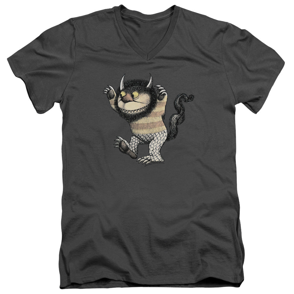 Where The Wild Things Are Carol Mens Slim Fit V-Neck T Shirt Charcoal Officially Licensed