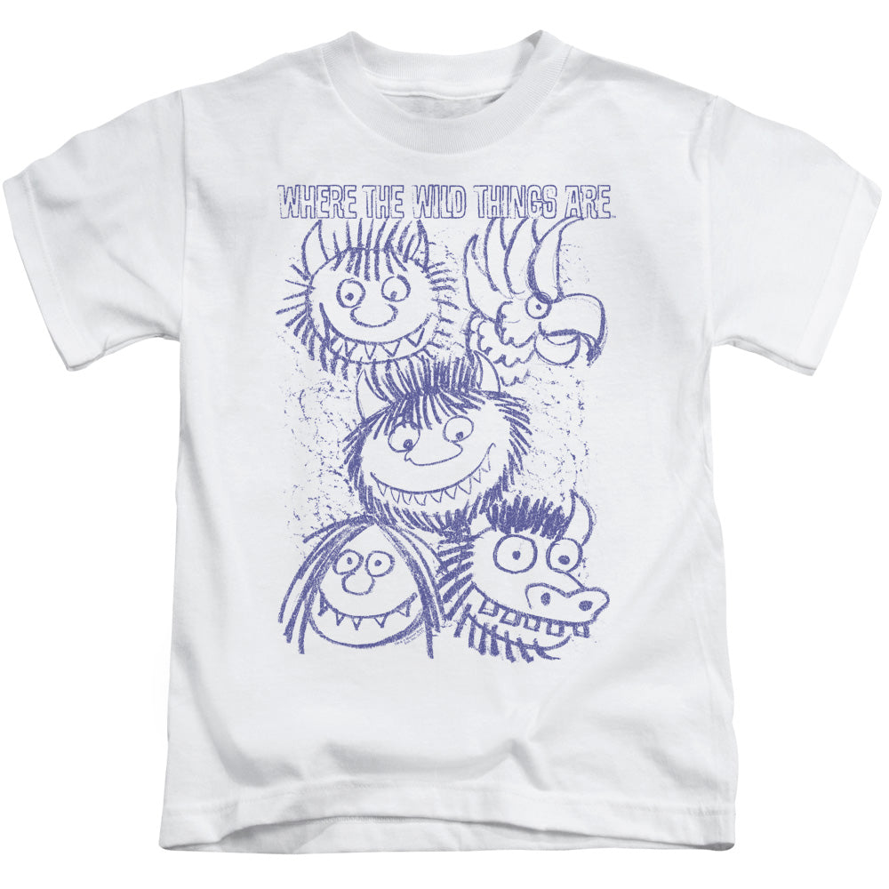 Where The Wild Things Are Wild Sketch Juvenile Kids Youth T Shirt White Officially Licensed