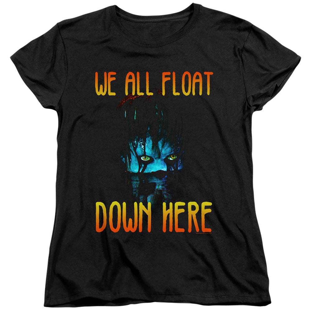 IT We All Float Down Here Womens T Shirt Black Officially Licensed
