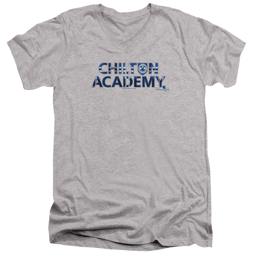 Gilmore Girls Chilton Academy Mens Slim Fit V-Neck T Shirt Athletic Heather Officially Licensed