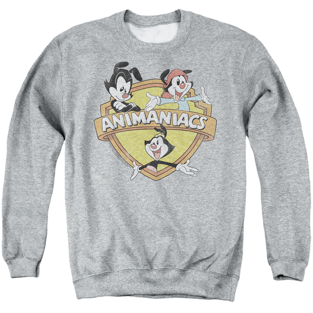 Animaniacs Shielded Animaniacs Mens Crewneck Sweatshirt Athletic Heather Officially Licensed