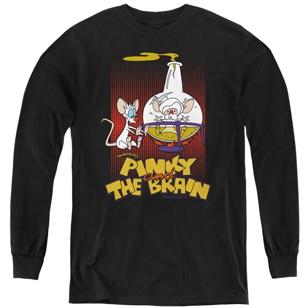Pinky And The Brain Lab Flask Long Sleeve Kids Youth T Shirt Black Officially Licensed