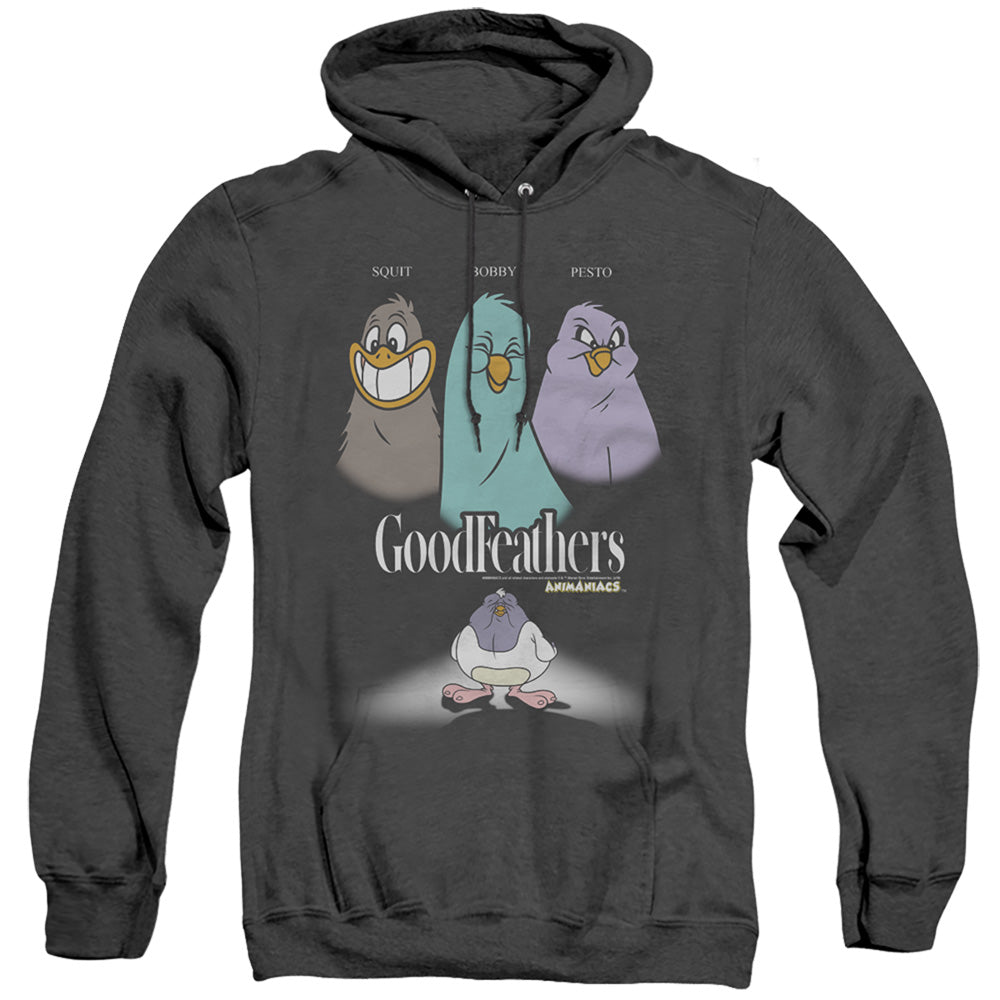 Animaniacs Goodfeathers Mens Heather Hoodie Black Officially Licensed