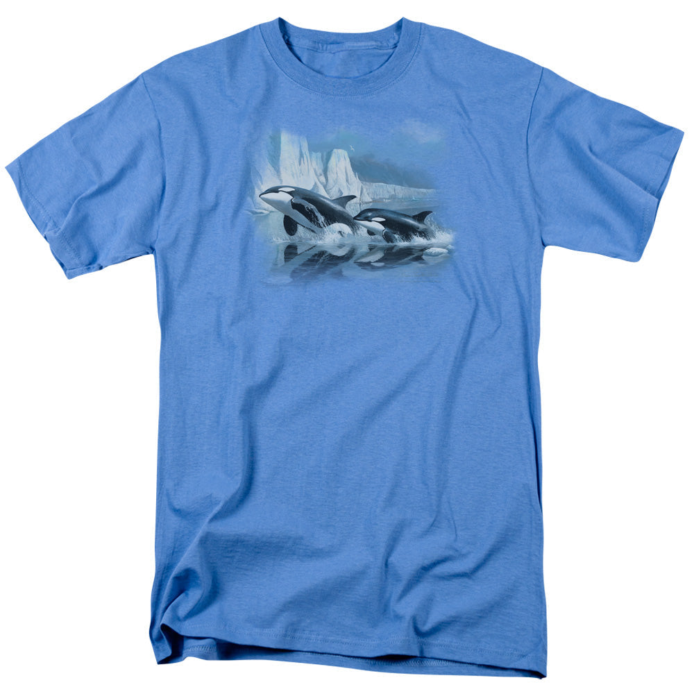 Wildlife Glaciers Edge Orcas Mens T Shirt Carolina Blue Officially Licensed