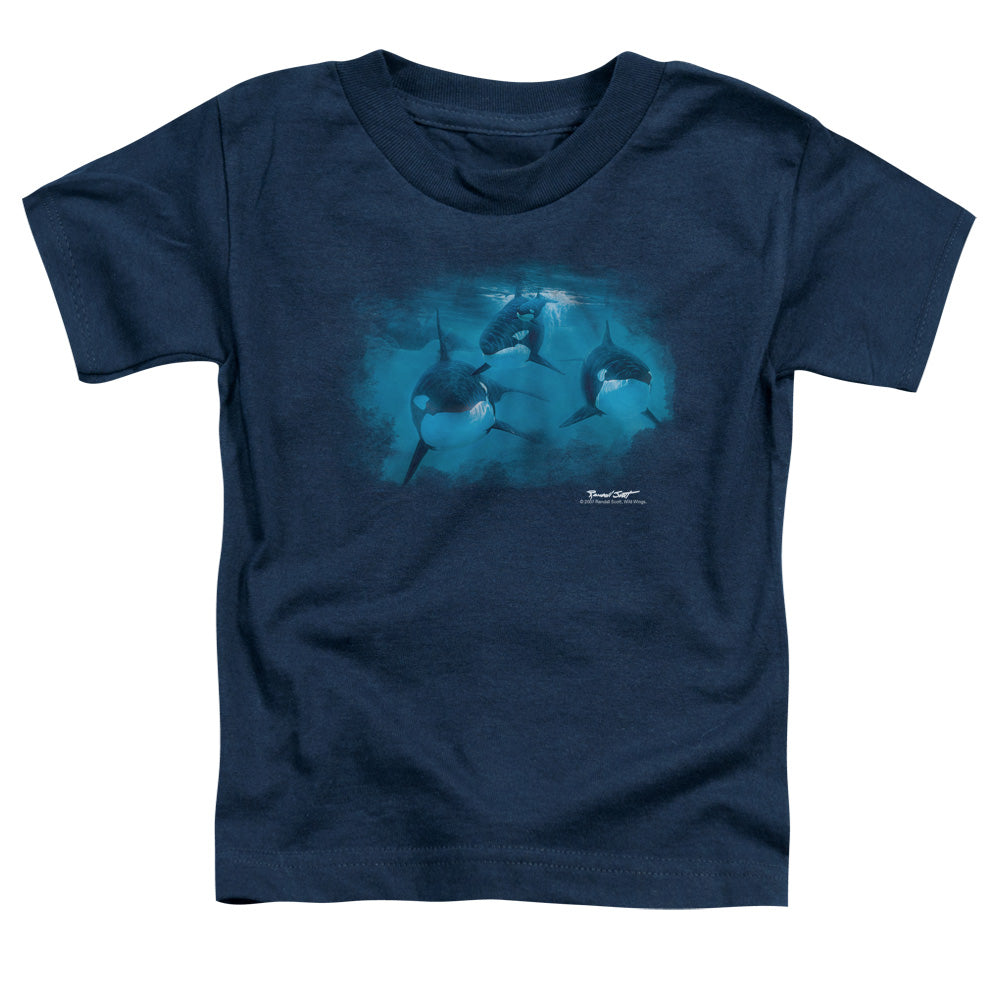 Wildlife Pod Of Orcas Toddler Kids Youth T Shirt Navy