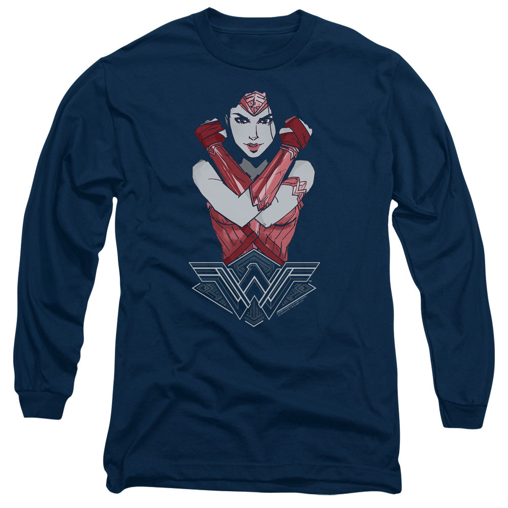 Wonder Woman Movie Amazon Mens Long Sleeve Shirt Navy Blue Officially Licensed