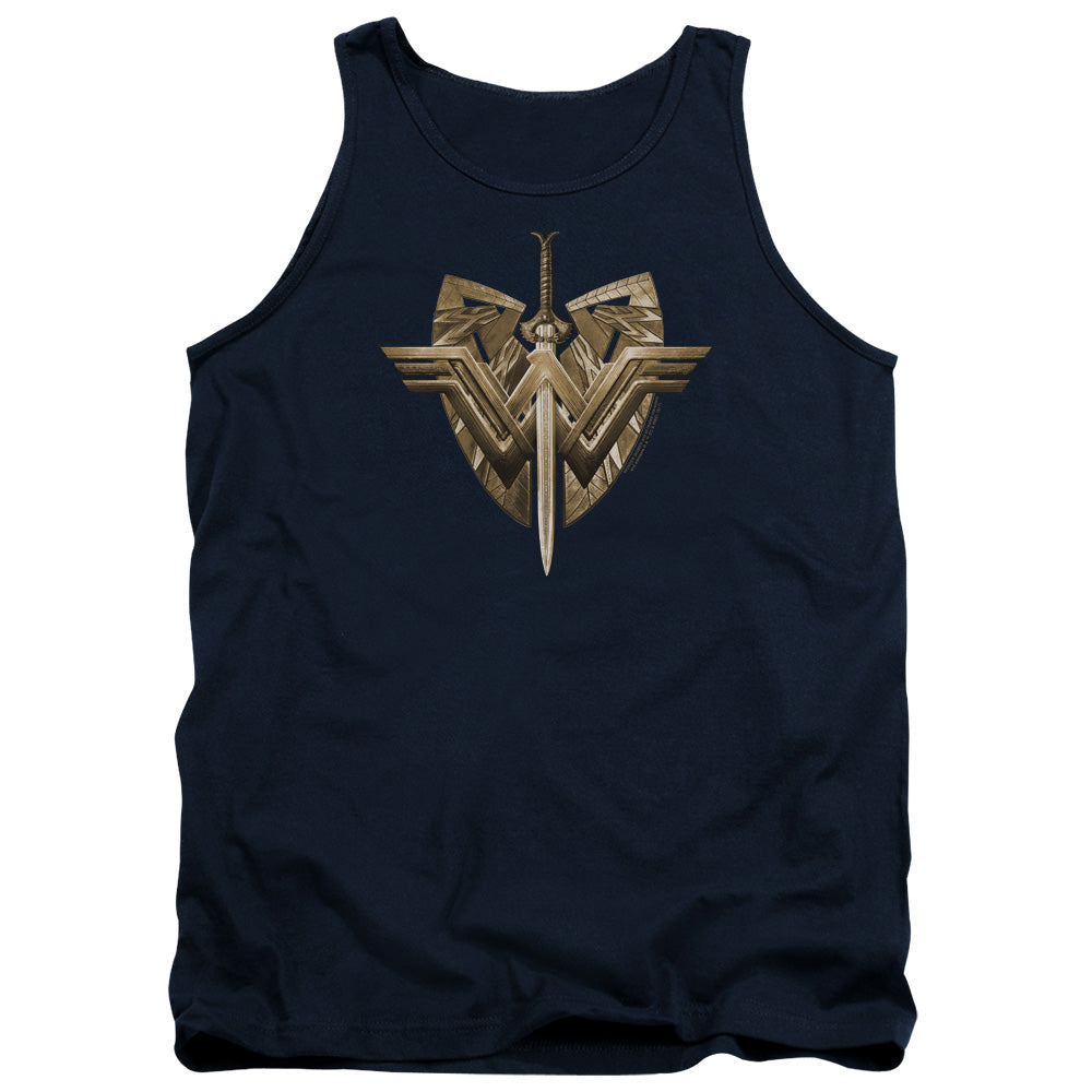Wonder Woman Movie Sword Emblem Mens Tank Top Shirt Navy Officially Licensed
