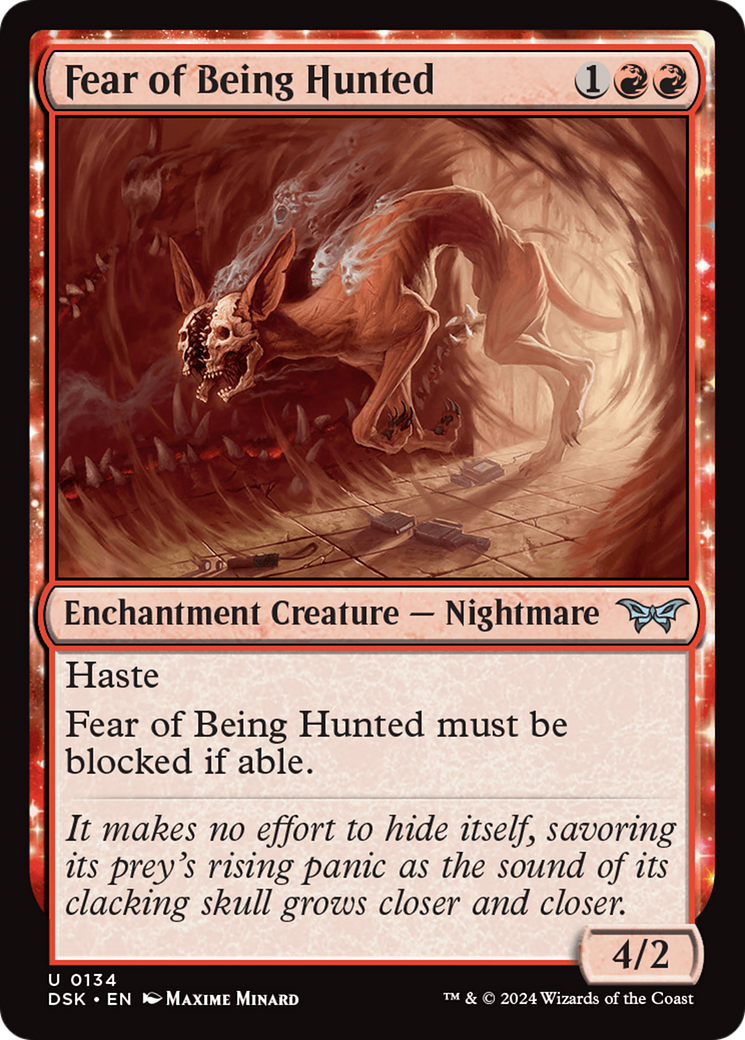Fear of Being Hunted (DSK-134) - Duskmourn: House of Horror: (enchantment) Foil