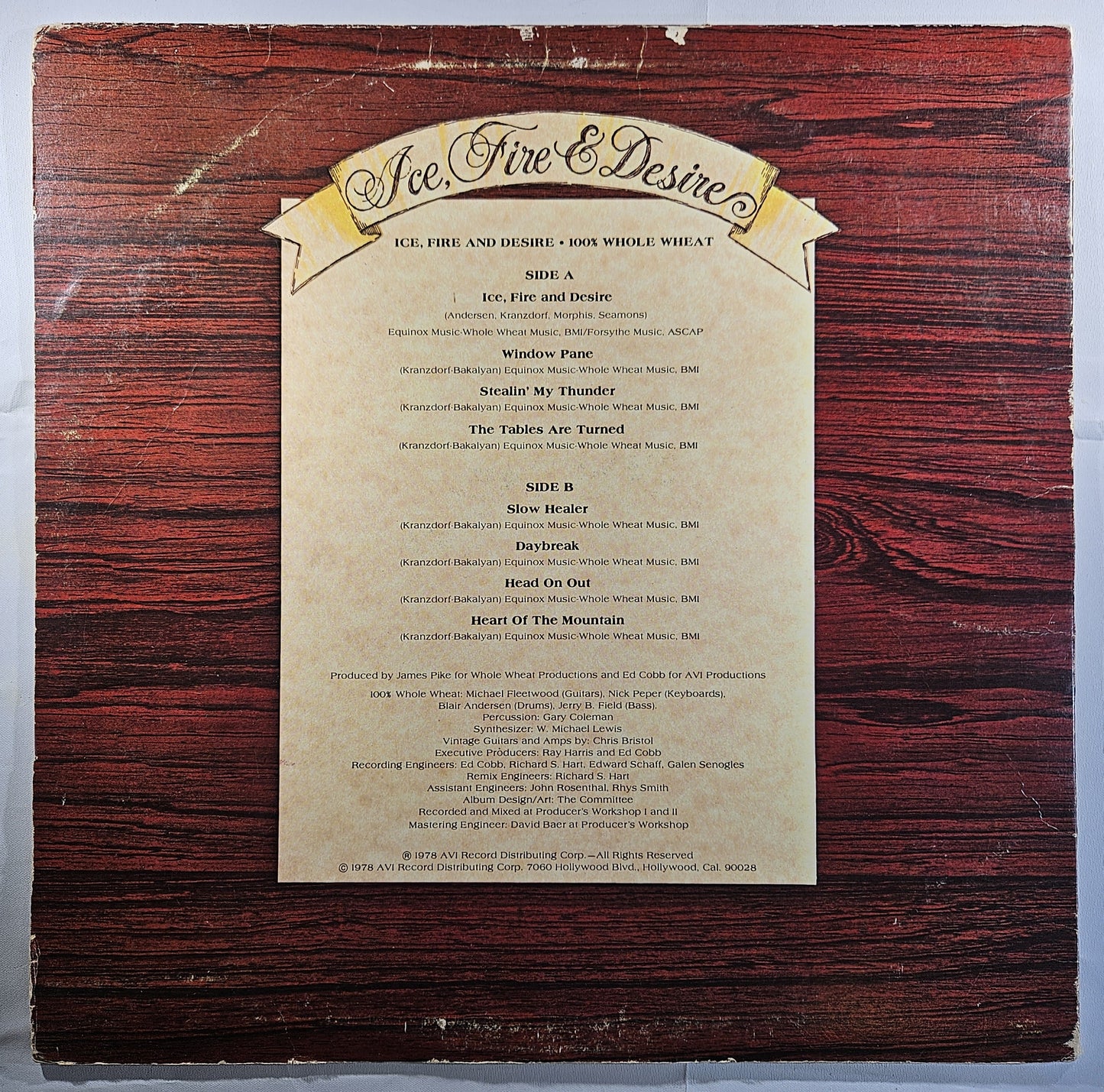 100% Whole Wheat - Ice, Fire & Desire [1978 Used Vinyl Record LP]