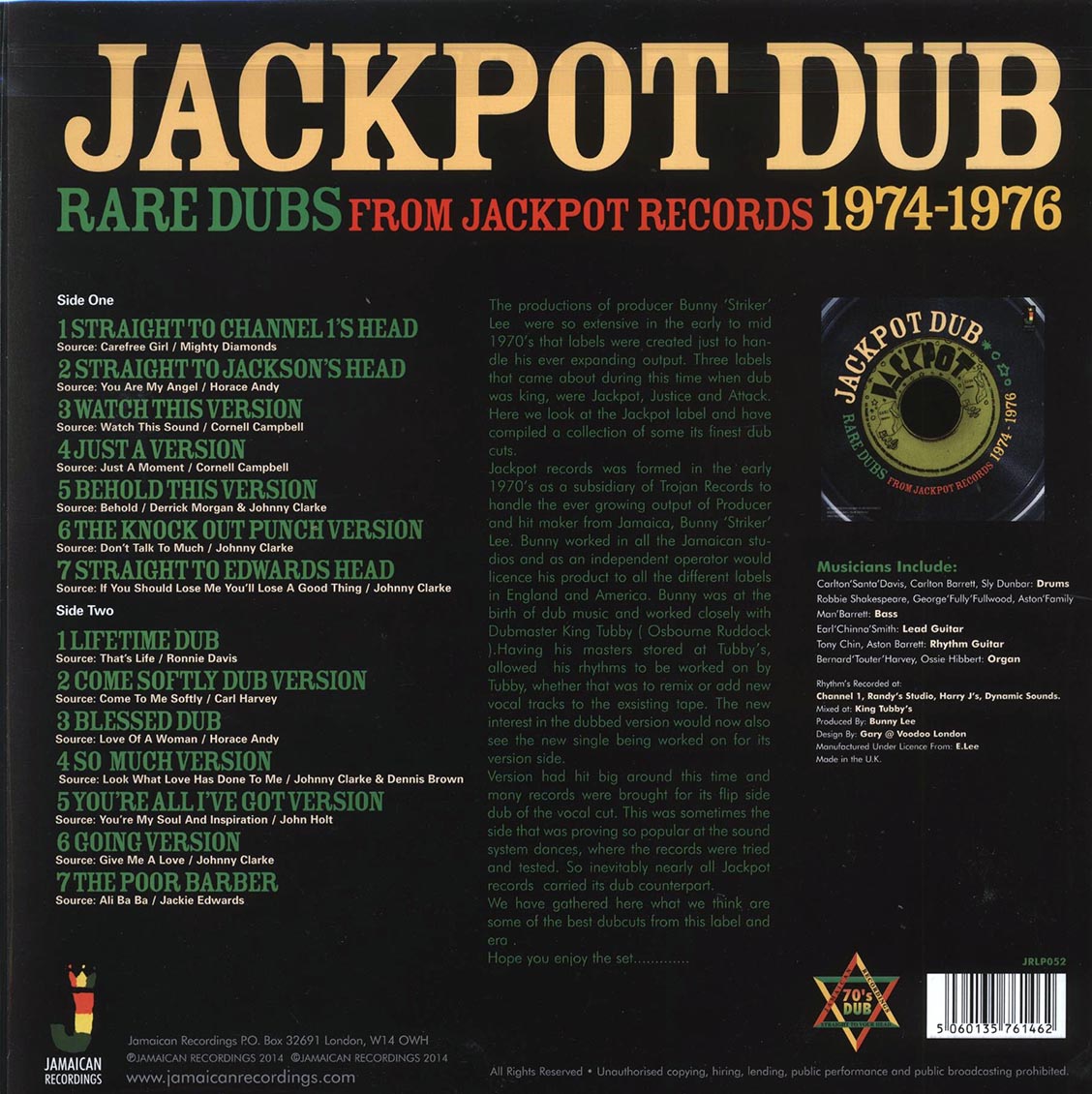The Aggrovators - Jackpot Dub: Rare Dubs From Jackpot Records 1974-1976 (180g) [New Vinyl LP]