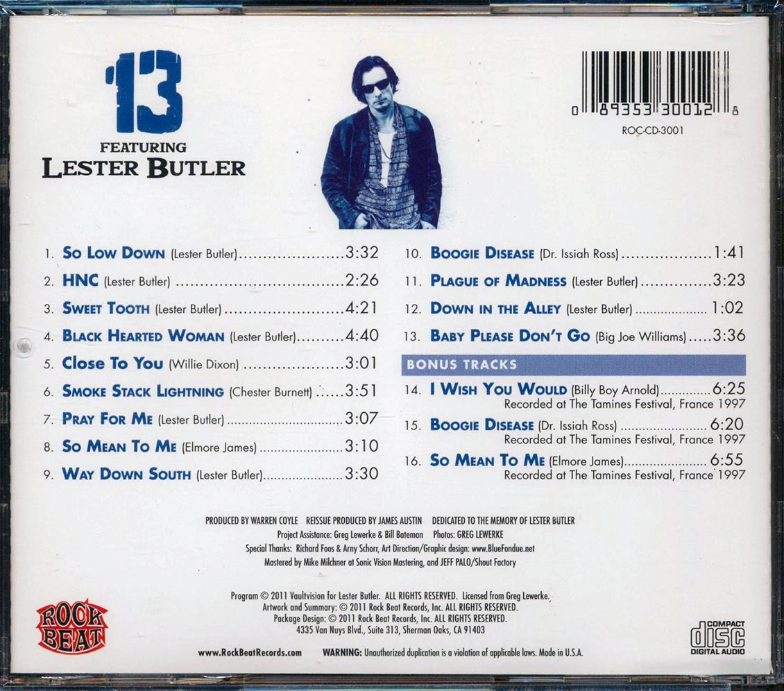 13 Featuring Lester Butler - 13 Featuring Lester Butler [New CD]