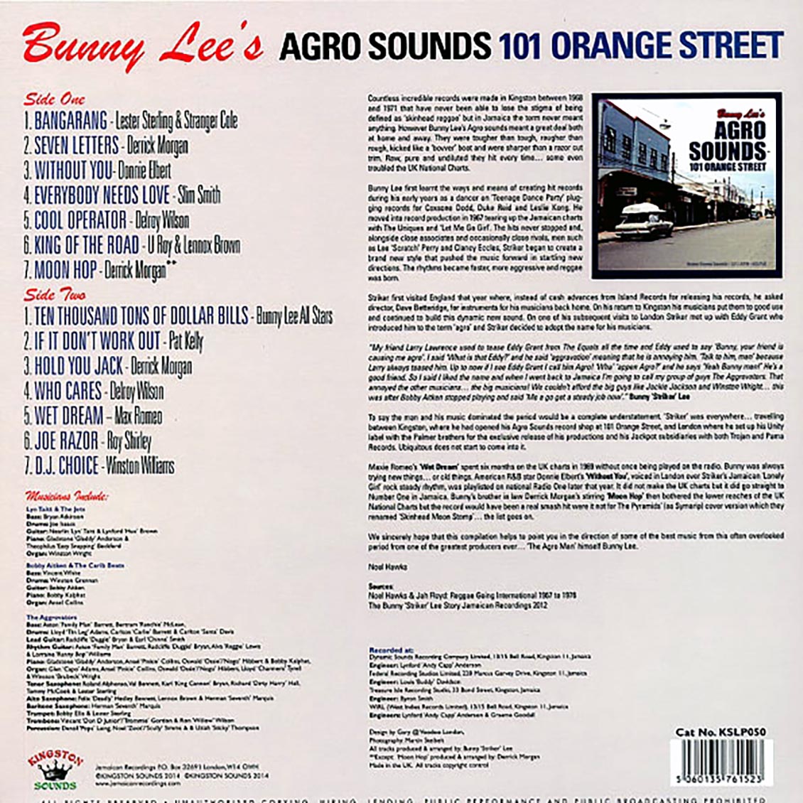 Delroy Wilson, Slim Smith, Lester Sterling, Etc. - Bunny Lee's Agro Sounds: 101 Orange Street (180g) [New Vinyl LP]
