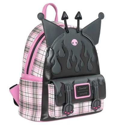 Sanrio Kuromi Flames and Plaid Mini-Backpack - Entertainment Earth Exclusive