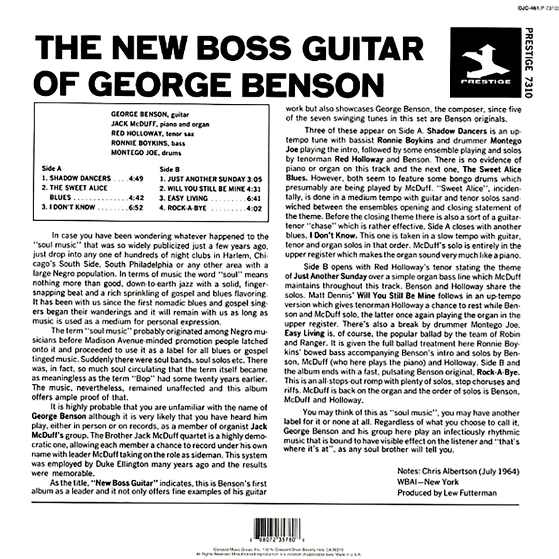 George Benson, Jack McDuff Quartet - The New Boss Guitar Of George Benson [New Vinyl LP]