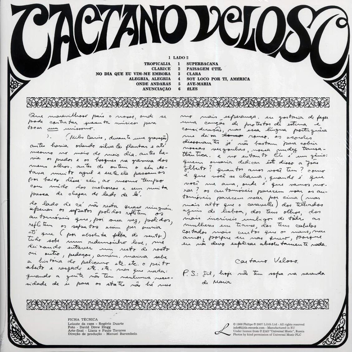 Caetano Veloso - Caetano Veloso [New Vinyl Record LP]