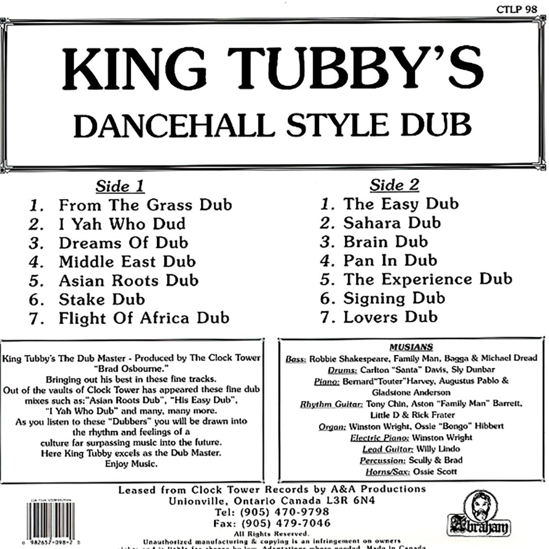 King Tubby - Dance Hall Style Dub [New Vinyl LP]