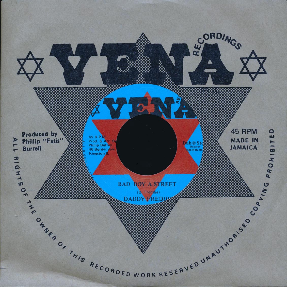 Daddy Freddy - Bad Boy A Street  /  Version (Japan) (Japan press) [New Vinyl Record 7" Single]