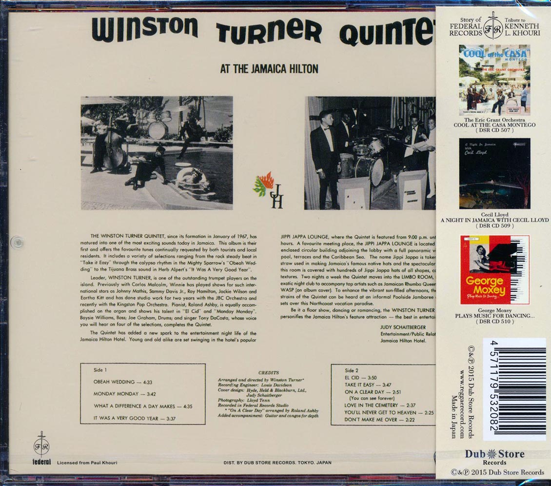 Winston Turner Quintet - At The Jamaica Hilton In The Jippi Jappa Lounge (Japan) [New CD]