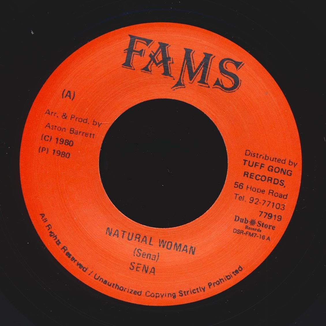 Sena - Natural Woman  /  Tuff Gong All Stars - Version (Japan) (Japan press) [New Vinyl Record 7" Single]