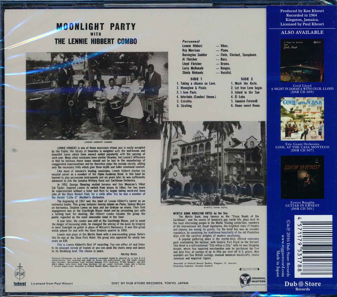 The Lennie Hibbert Combo - Moonlight Party At The Myrtle Bank Hotel (Japan) [New CD]