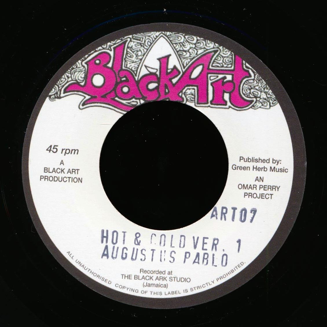 Augustus Pablo - Hot & Cold  /  Jah T & Augustus Pablo - Lick The Pipe Peter (rhythm: "Jr. Byles - Fever") [New] [New Vinyl 7"]