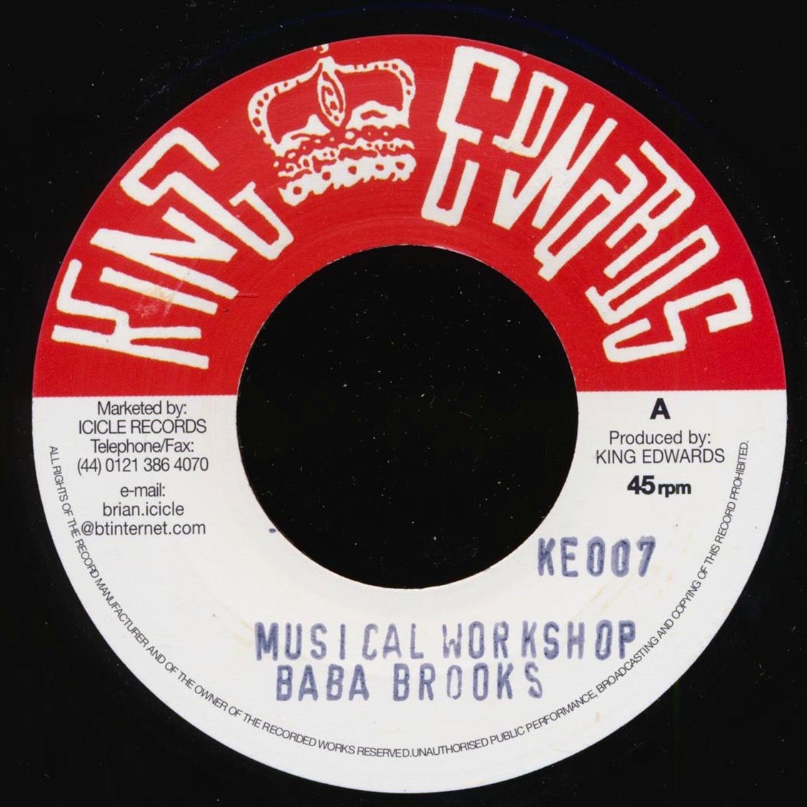 Baba Brooks - Musical Workshop  /  Bobby Aitken - Jericho [New] [New Vinyl 7"]