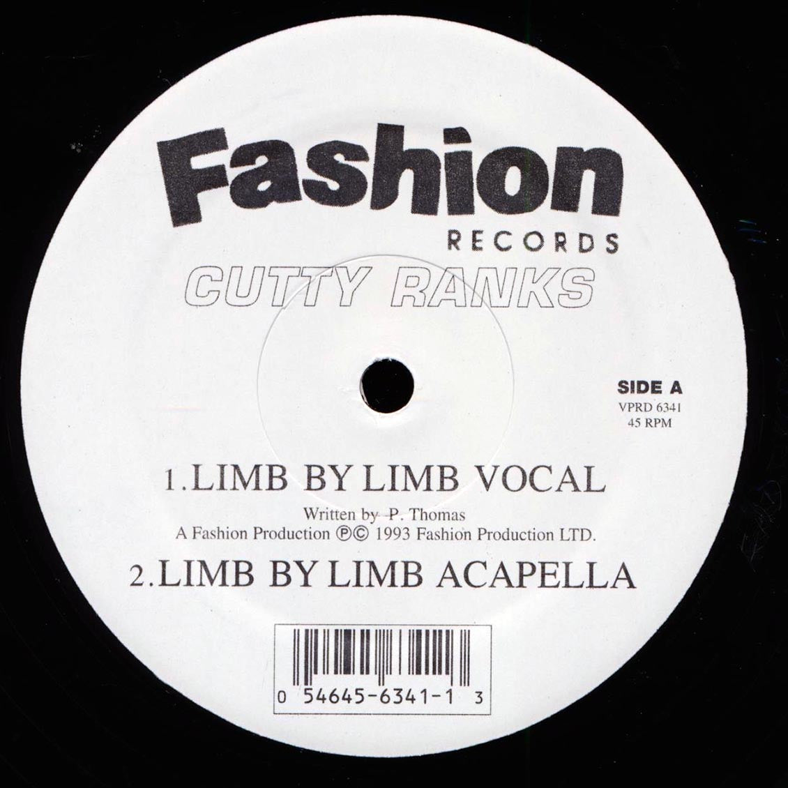 Cutty Ranks - Limb By Limb (Vocal); Cutty Ranks - Limb By Limb (Acapella)  /  Cutty Ranks - Limb By Limb (Hip Hop Mix) (rhythm: "Pitch") [New Vinyl Record 12" Single]