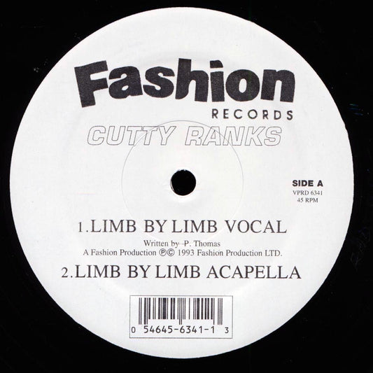 Cutty Ranks - Limb By Limb (Vocal); Cutty Ranks - Limb By Limb (Acapella)  /  Cutty Ranks - Limb By Limb (Hip Hop Mix) (rhythm: "Pitch") [New Vinyl Record 12" Single]