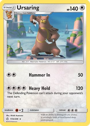 Ursaring 172/236 - SM  Cosmic Eclipse Reverse Holofoil