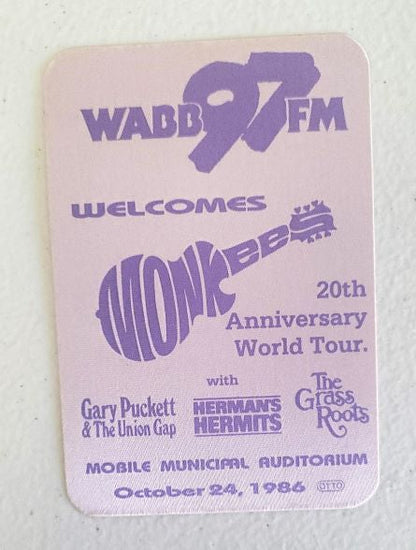 The Monkees 20th Anniversary Radio Promo World Tour 1986 Backstage Pass