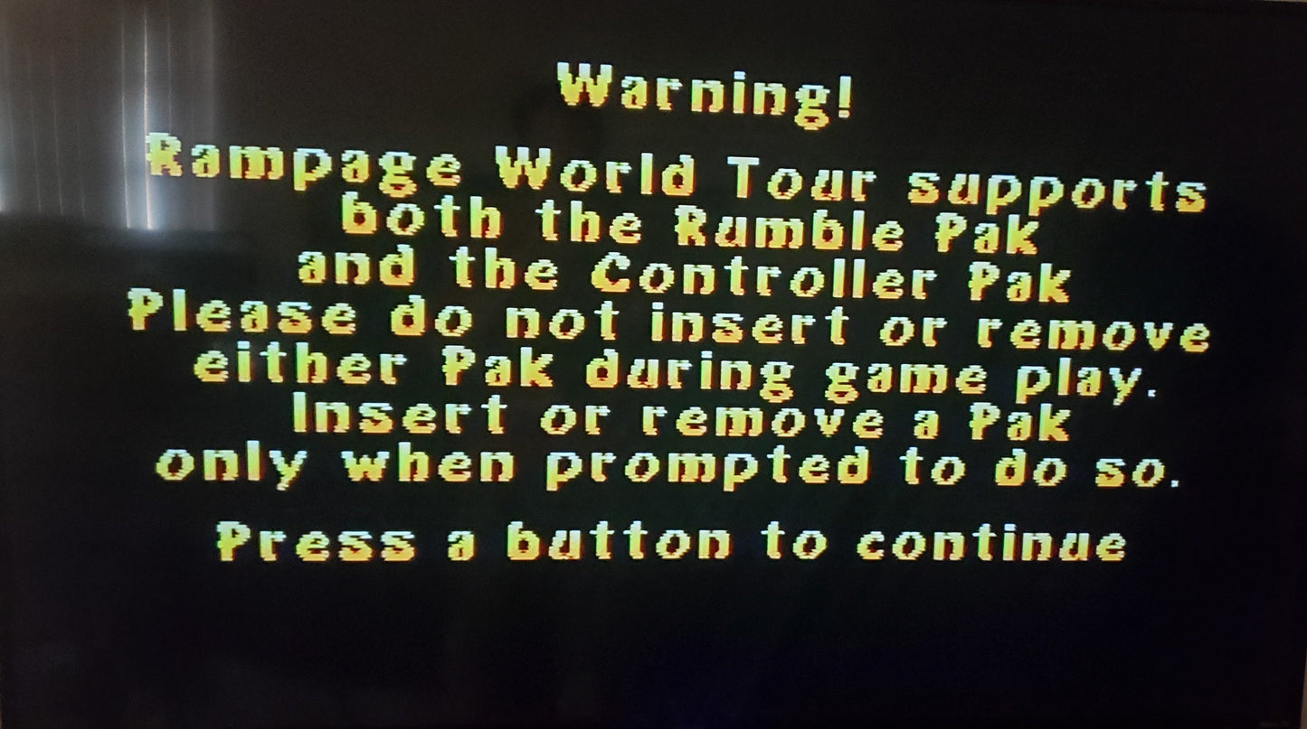 Rampage World Tour N64 Nintendo 64 Video Game Cartridge 1998