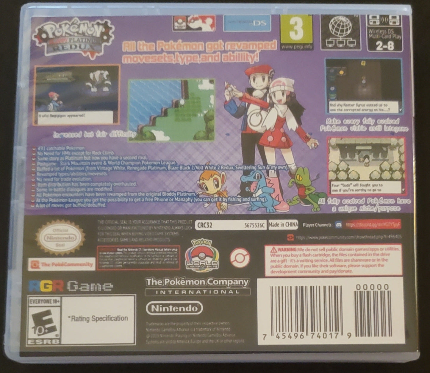 Pokemon Bloody Platinum Redux NDS Video Game Nintendo DS with Box
